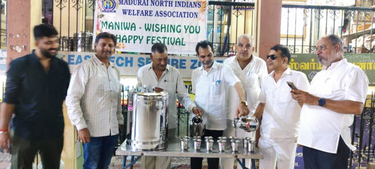 मदुरै में मनिवा द्वारा भक्तों के लिए जल व प्रसादसेवा शुभारंभ किया